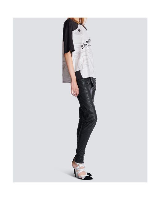 Balmain Gray Loose T-Shirt With Optical Illusion Print