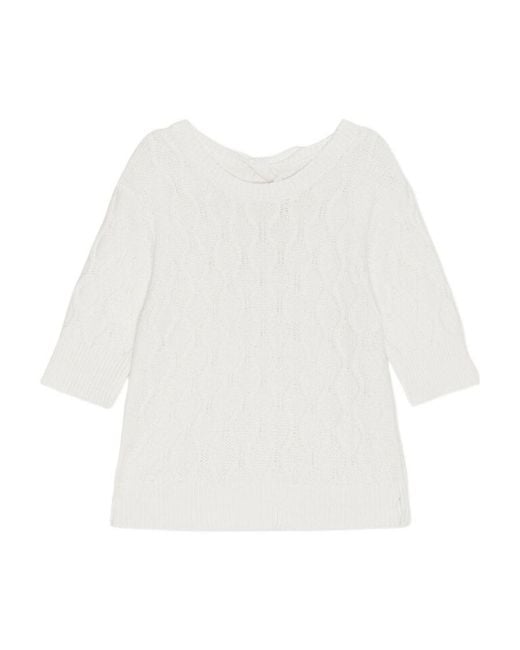Ganni White Cotton Cable Open Back Top