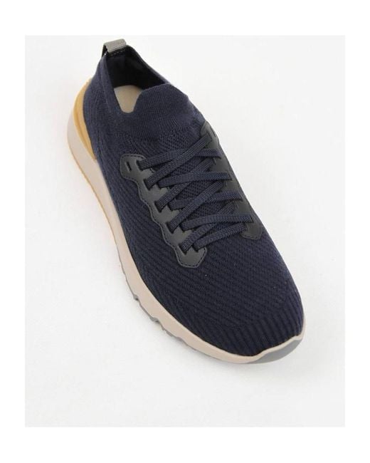 Brunello Cucinelli Blue Logo Low-Cut Sneakers for men