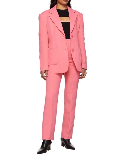 REMAIN Birger Pink High-Waist Casual Straight Pants