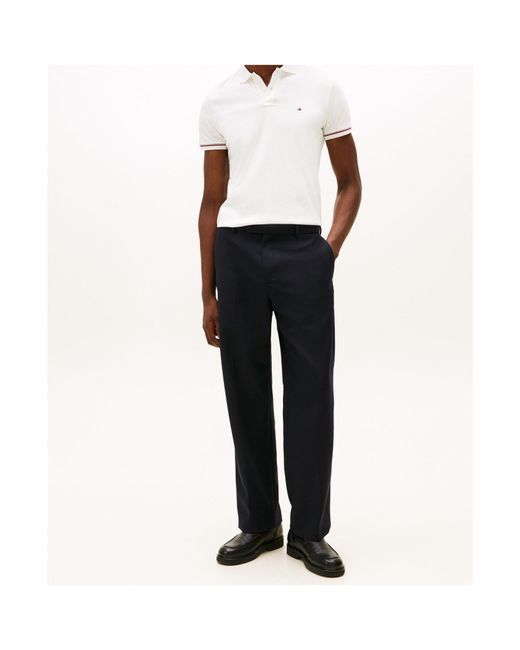 Tommy Hilfiger White Logo Short Sleeve Polo Shirt for men