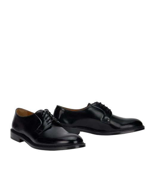 Doucal's Black Glossy Derby Shoes for men