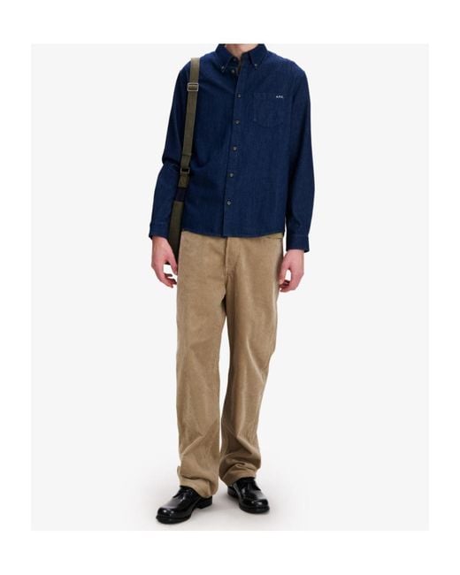A.P.C. Blue Lightweight Denim Shirt for men