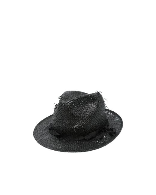 Yohji Yamamoto Black Distressed Hat for men