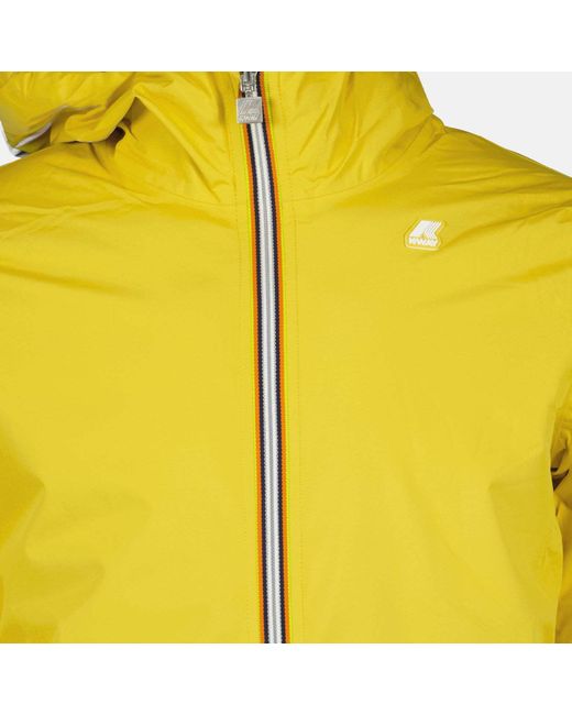 K-Way Yellow Logo-Patch Hooded Padded Jacket for men