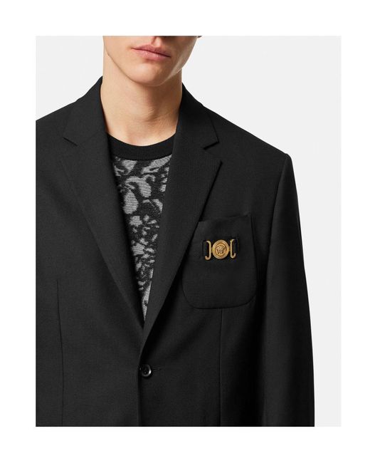 Versace Black Single-Breasted Tailored Blazer for men