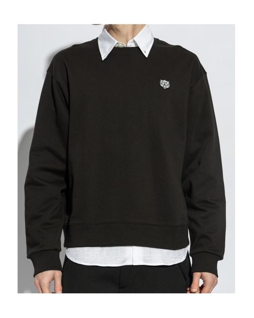 KENZO Black Logo Patch Crewneck Sweatshirt for men