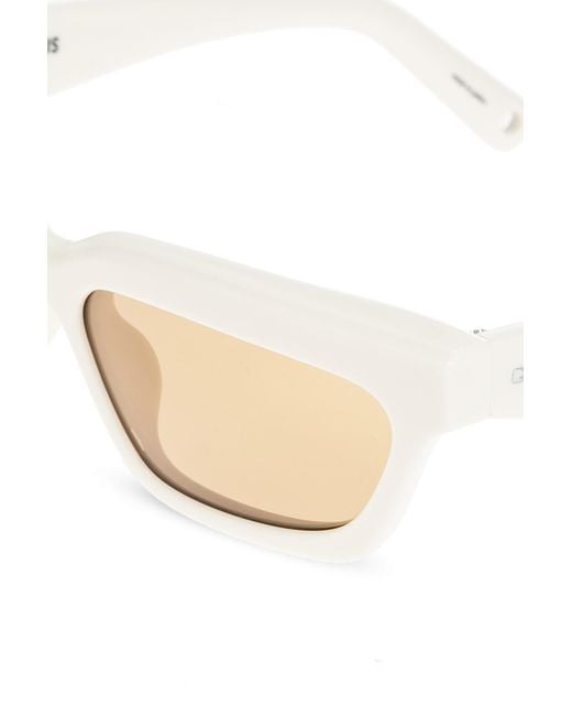 Jacquemus White Salon Angular Rectangle Frame Sunglasses for men
