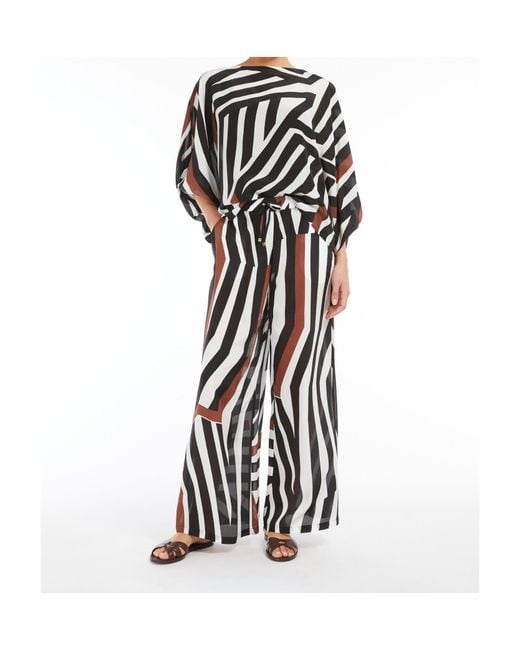 Max Mara White Tropea Printed Palazzo Trousers