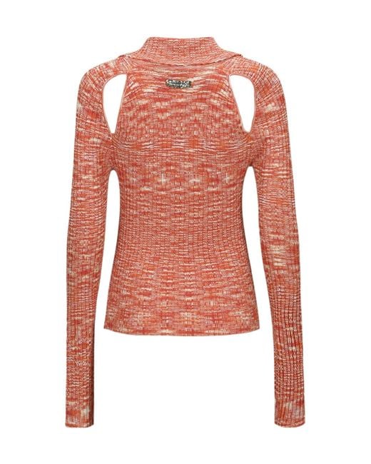 ANDERSSON BELL Pink Rozy Cut-Out Ribbed-Knit Cardigan