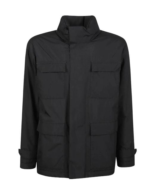 Herno Black Pocket-Detailed High-Neck Jacket for men