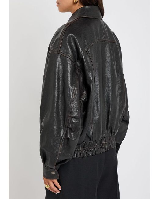 Saint Laurent Black Panelled Faded Leather Jacket