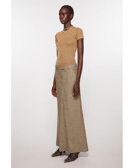 Acne Natural Checked Maxi Skirt