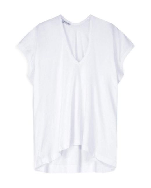 Dries Van Noten White Hena V-Neck T-Shirt