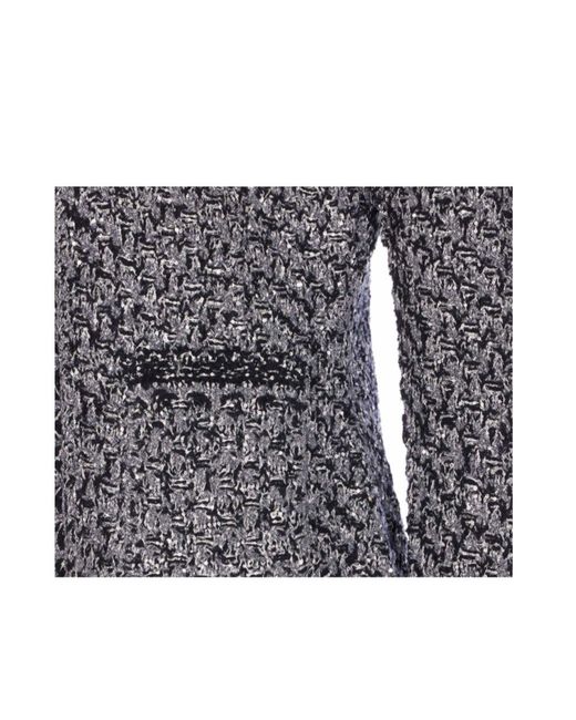 Fabiana Filippi Gray Denim Effect Sequin Tweed Jacket