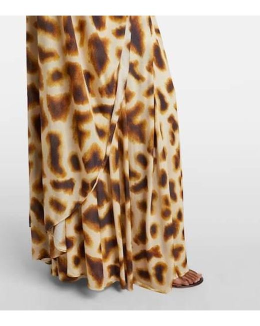 Christopher Esber Metallic Printed Draped Caped Gown