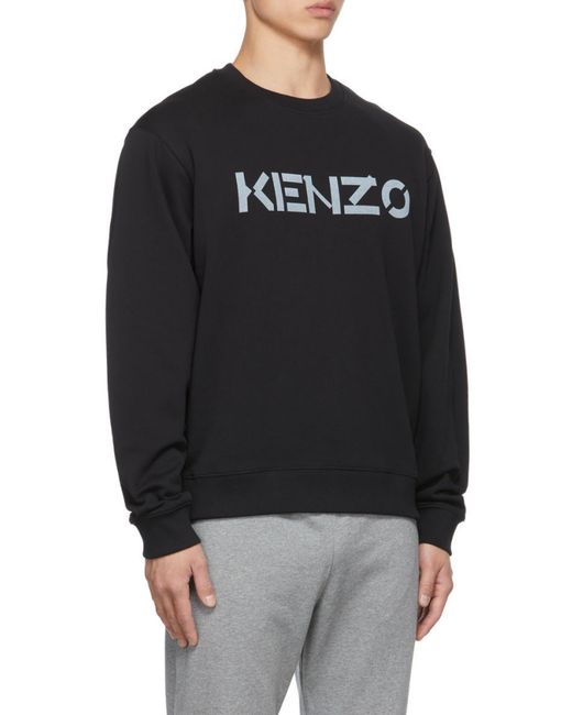 KENZO Black Logo-Print Cotton Sweatshirt for men