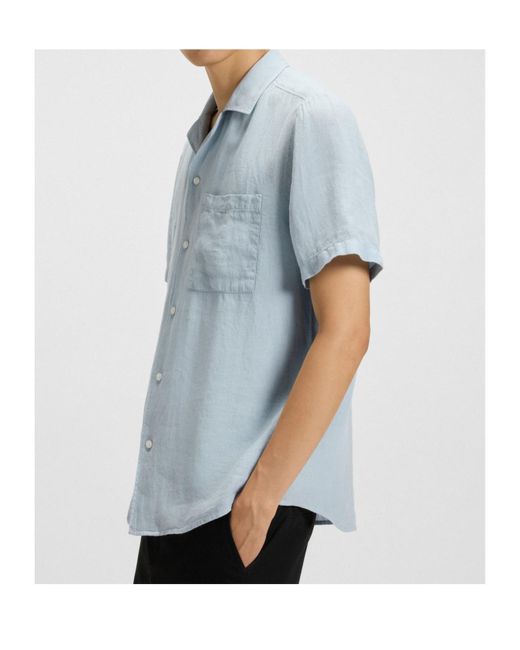 Boss Blue Short-Sleeve Button-Up Shirt for men