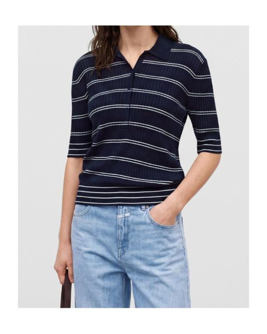 Closed Blue Striped Short-Sleeve Polo Top