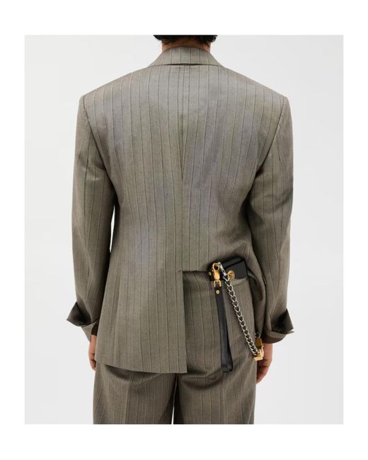 Versace Green Pinstripe Boxy Blazer for men