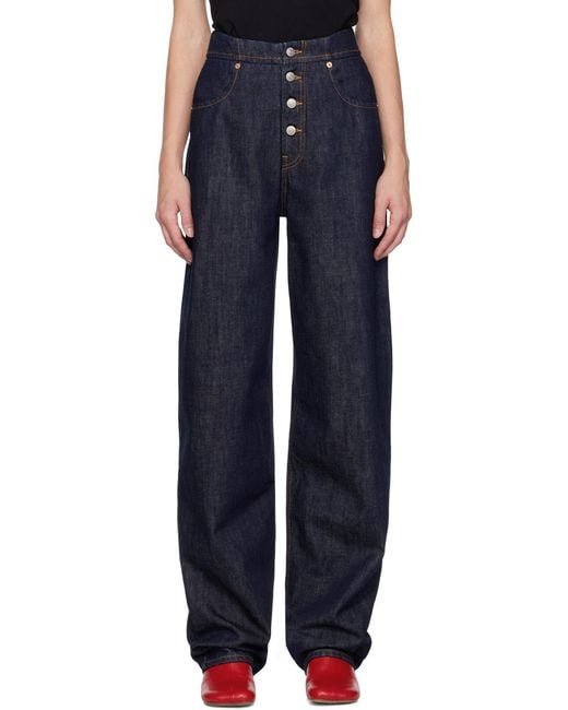 MM6 by Maison Margiela Blue High-Waist Wide-Leg Jeans