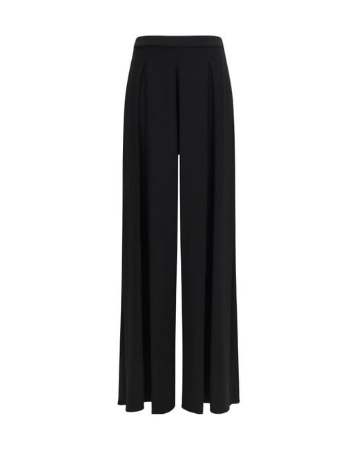 Max Mara Black Pleated Jersey Palazzo Pants