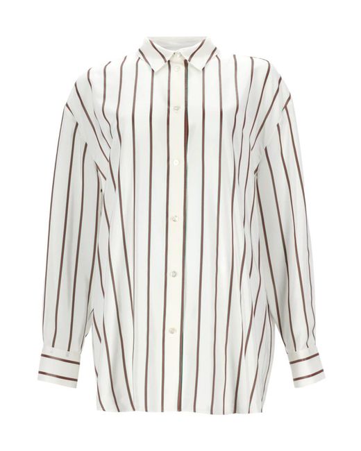 Gucci White Striped Collared Long-Sleeve Shirt