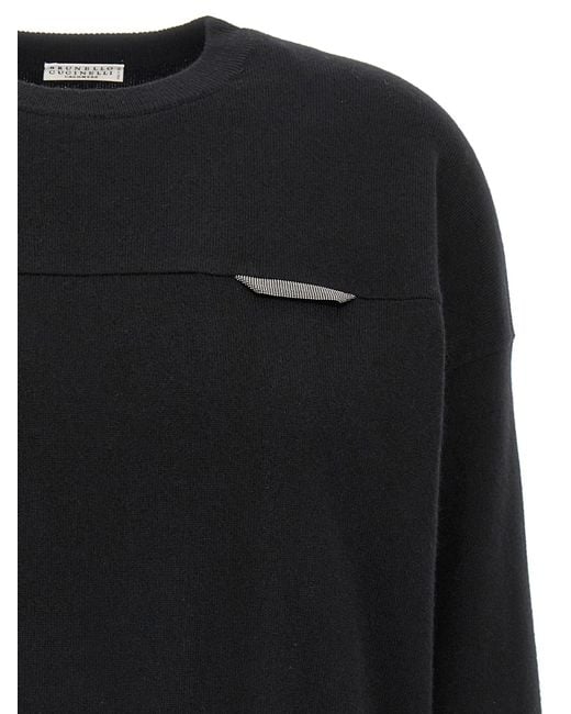 Brunello Cucinelli Black Monile Detailed Cropped Sweater