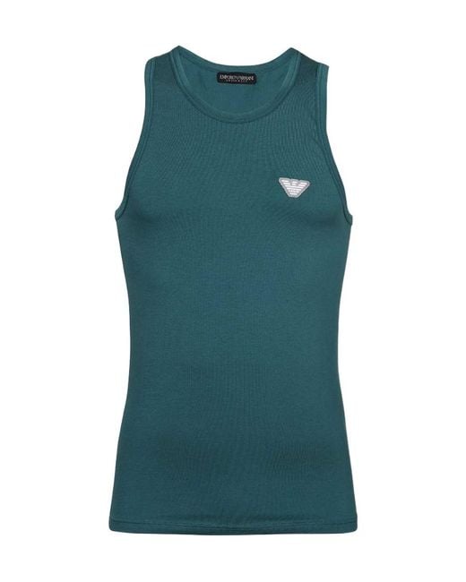 Emporio Armani Green Sleeveless Vest With Round Neck for men