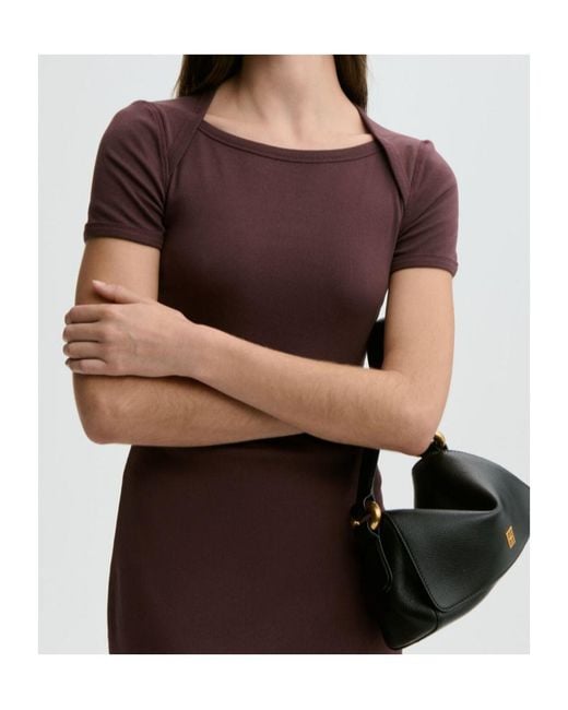 By Malene Birger Purple Irina Short-Sleeve Boat-Neck Maxi Dress
