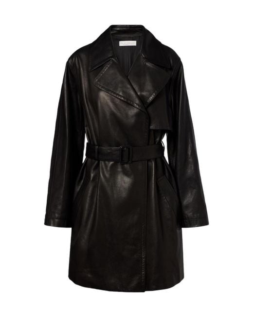 The Row Black Siempra Leather Coat