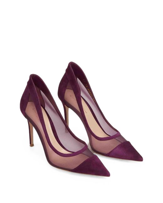 Gianvito Rossi Purple Mesh High Heels