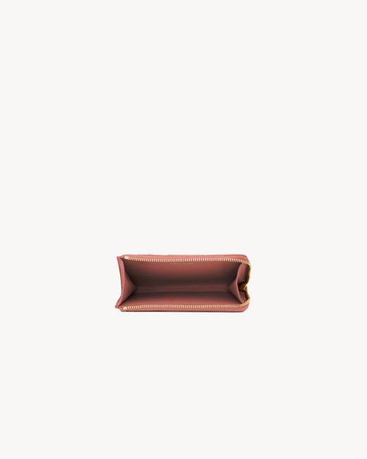 Saint Laurent Pink Cassandre Bijou Zip Card Holder
