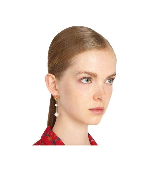 Ferragamo White Ferragamo Gancini Pearl Pendant Earrings
