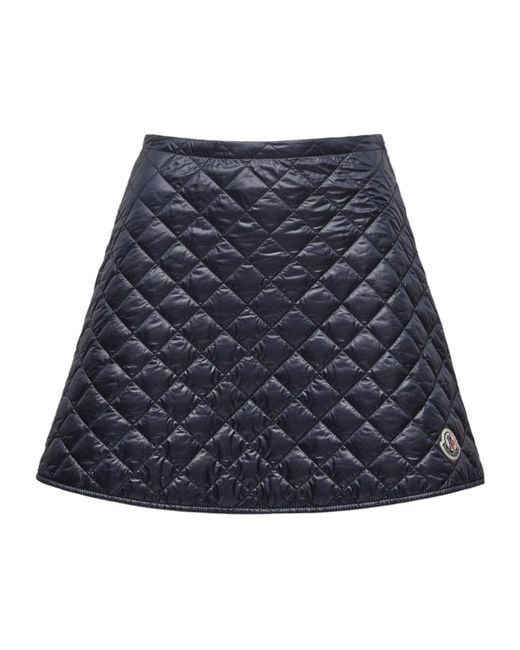 Moncler Blue Logo Patch Quilted Mini Skirt
