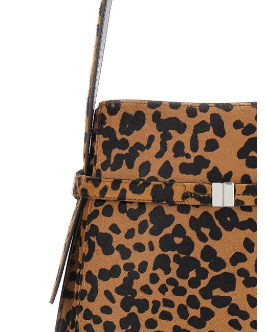 Totême Brown Totême Leopard Printed Open Top Shoulder Bag