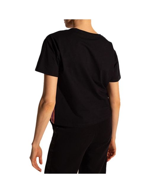 EA7 Black Logo-Print Cotton T-Shirt