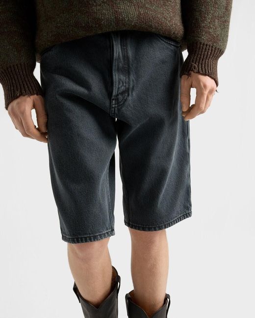 Prada Blue Denim Bermudas for men