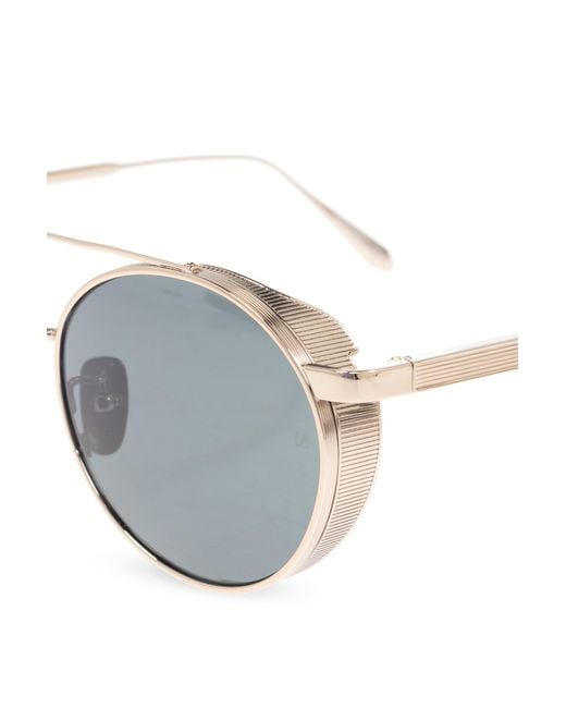 Linda Farrow White Conor Round Frame Sunglasses for men