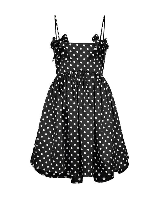 Ganni Black Satin Polka Dot Dress
