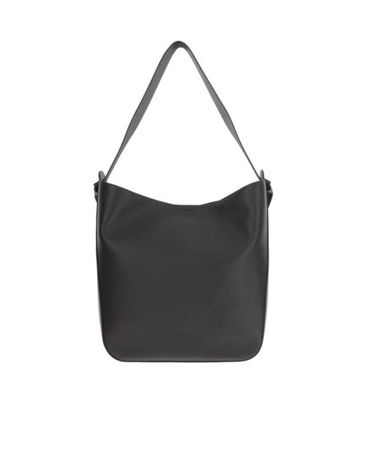 Jil Sander Black Logo Printed Shoulder Bag