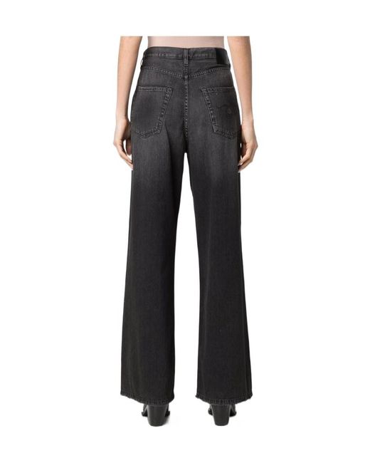 R13 Black Pleated Wide-Leg Jeans