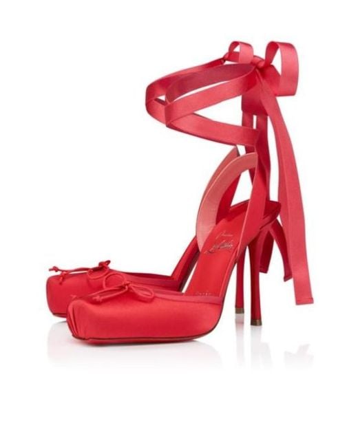 Christian Louboutin Red Bow-Detail Wrap-Around Pumps