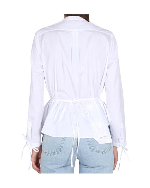 Aspesi White Peplum Buttoned Long-Sleeved Shirt