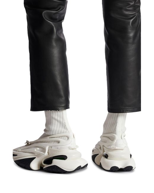 Balmain White Unicorn Knitting Details High Upper Board Shoes for men