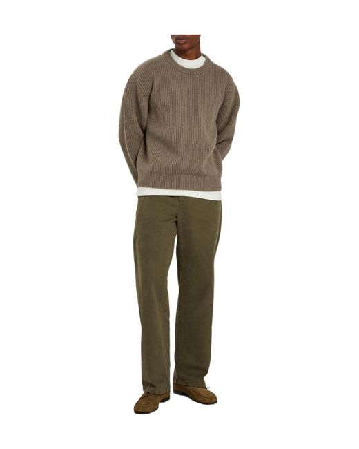 Jil Sander Brown Crew Neck Wool Sweater for men