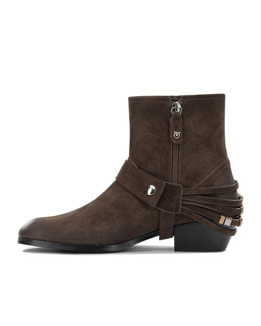 Pinko Brown Round-Toe Ankle Boots