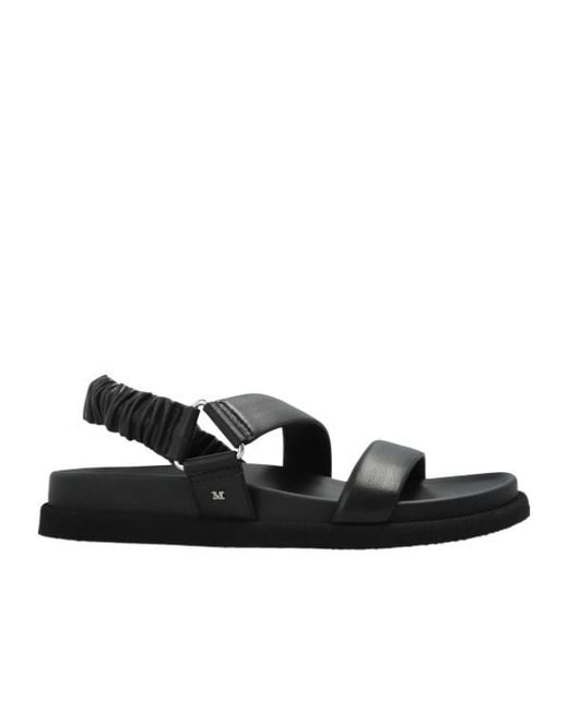 Max Mara Black Mxamacro Ruched Strap Leather Sandals