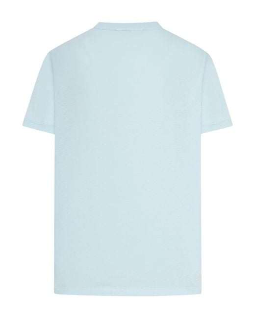 Ganni Blue Cotton T-Shirt With Fairy Graphic Print