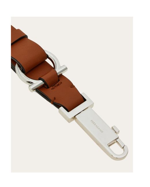 Ferragamo White Ferragamo Logo Engraved Keyring for men